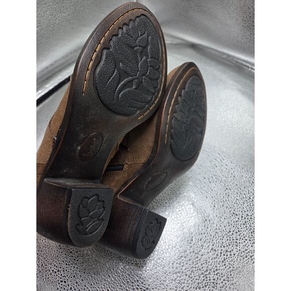 BOC Ankle Boots Style Z4923 Lace-up Side Zip Block Heel Brown Suede Size 7M - Picture 10 of 11
